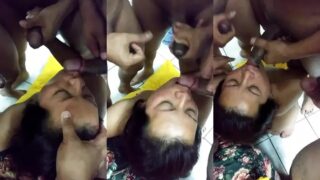 fsiblog desi viral mms Horny Milf Mother GangBang and Cum on Face with Son Friends